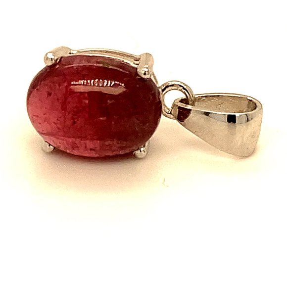 Rubellite 6.60ct Platinum Finish Silver Pendant - Picture 1 of 7